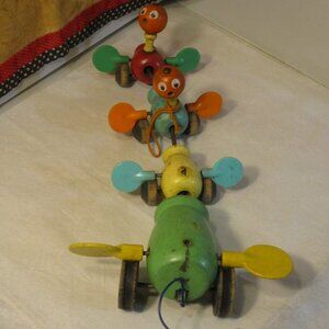 Antique Vintage Fisher Price Gabby Goofy 1950's Child's Pull Along Airplane Toy